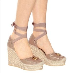 Gucci GG Marmont Heeled Espadrilles Leather